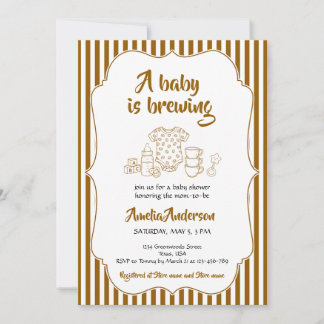 Een Baby Brouwt Koffie Strepen Baby Shower Kaart