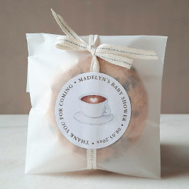 Een baby brouwt koffie thema shower favor ronde sticker