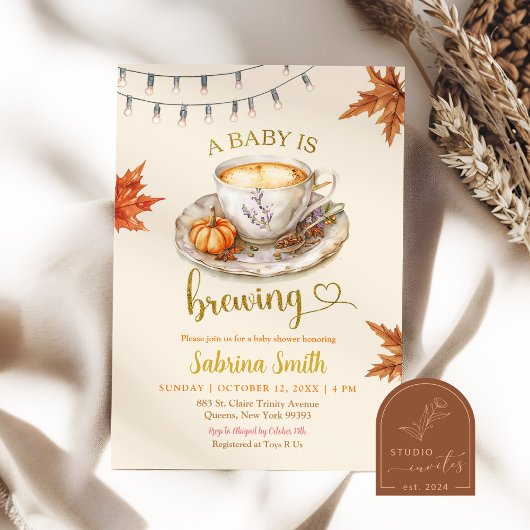Een Baby brouwt koffieblaadjes Baby shower Kaart