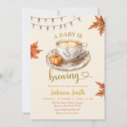 Een Baby brouwt koffieblaadjes Baby shower Kaart (Voorkant)