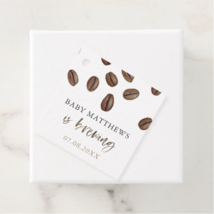 Een baby brouwt koffiebonen koppel shower bedankjes labels