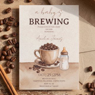 Een Baby Brouwt Koffieboon Baby Shower Uitnodiging