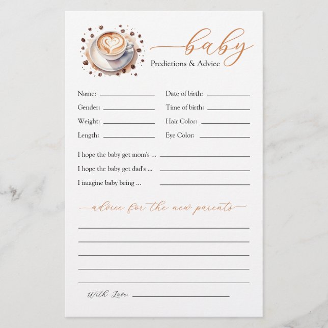 Een Baby brouwt koffievoorspellingen en -advies (Voorkant)