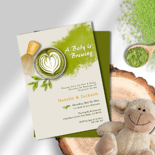 Een Baby brouwt Matcha Latte Baby shower Kaart