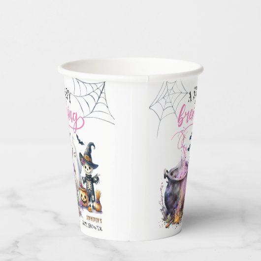 Een Baby brouwt meisje roze Halloween Baby shower Papieren Bekers (Rechts)