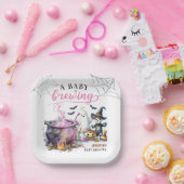 Een Baby brouwt meisje roze Halloween Baby shower Papieren Bordje (Feest)