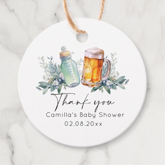 Een Baby brouwt minimalistisch Baby shower Bedankjes Labels (Voorkant)