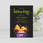 Een Baby brouwt Oranje heksenpot Baby shower Kaart (Staand voorkant)