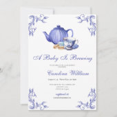 Een Baby brouwt paarse Tea Party Baby shower Kaart (Voorkant)