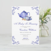 Een Baby brouwt paarse Tea Party Baby shower Kaart (Staand voorkant)