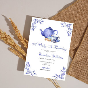 Een Baby brouwt paarse Tea Party Baby shower Kaart