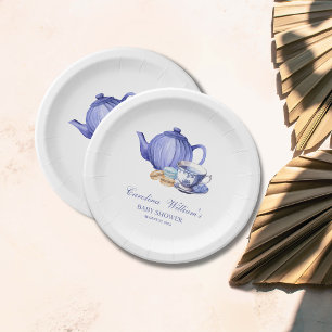 Een Baby brouwt paarse Tea Party Baby shower Papieren Bordje