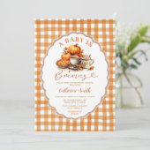 Een Baby brouwt pompoen Baby shower Herfst Herfst Kaart (Staand voorkant)