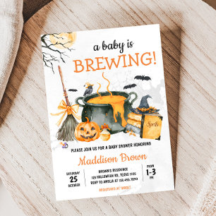 Een Baby brouwt pompoen Halloween Baby shower Kaart