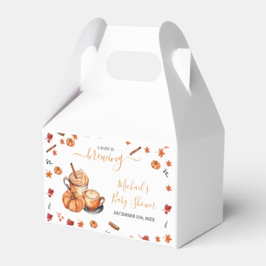 Een Baby brouwt Pumpkin Spice Coffee Baby shower Bedankdoosjes (Voorkant Zijde)