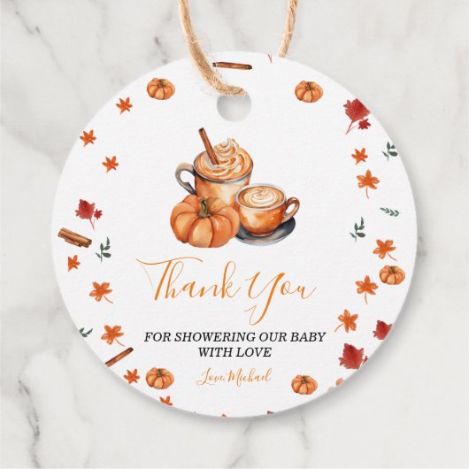Een Baby brouwt Pumpkin Spice Coffee Baby shower Bedankjes Labels (Achterkant)