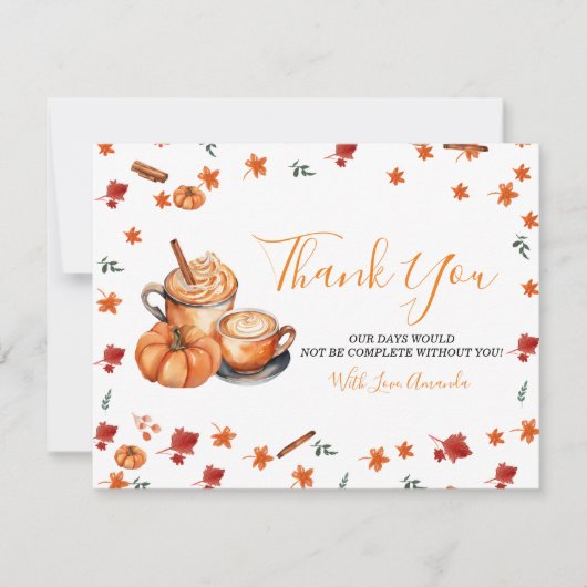Een Baby brouwt Pumpkin Spice Coffee Baby shower Bedankkaart (Voorkant)