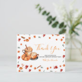 Een Baby brouwt Pumpkin Spice Coffee Baby shower Bedankkaart (Staand voorkant)