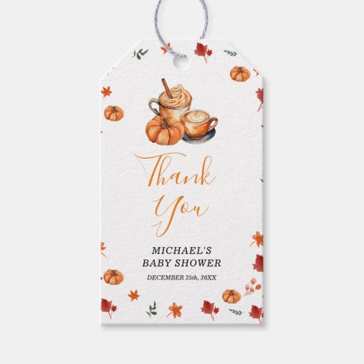 Een Baby brouwt Pumpkin Spice Coffee Baby shower Cadeaulabel (Voorkant)