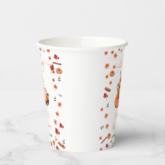 Een Baby brouwt Pumpkin Spice Coffee Baby shower Papieren Bekers (Links)