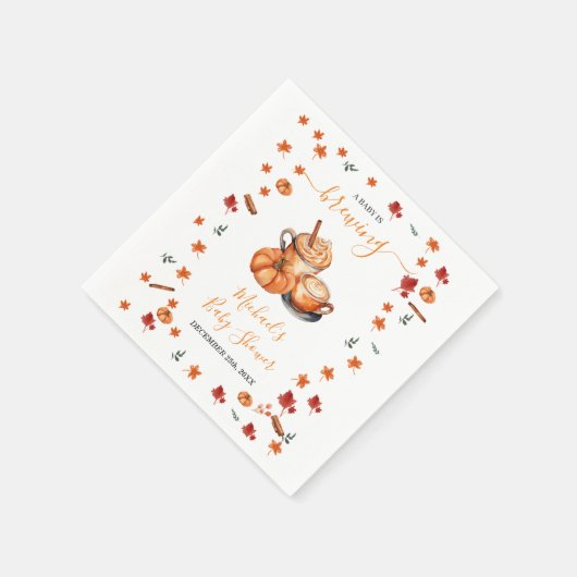 Een Baby brouwt Pumpkin Spice Coffee Baby shower Servet (Hoek)