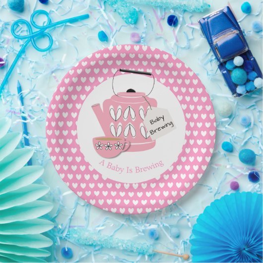 Een Baby brouwt roze Baby shower Papieren Bordje (Feest)