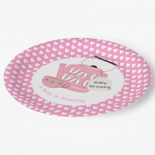 Een Baby brouwt roze Baby shower Papieren Bordje (Gekanteld)