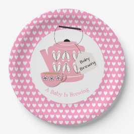 Een Baby brouwt roze Baby shower Papieren Bordje