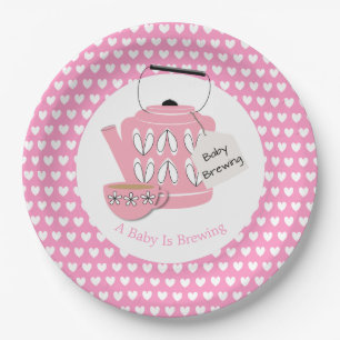 Een Baby brouwt roze Baby shower Papieren Bordje