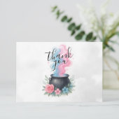 Een Baby brouwt roze en blauwe ketel Bedankkaart (Staand voorkant)