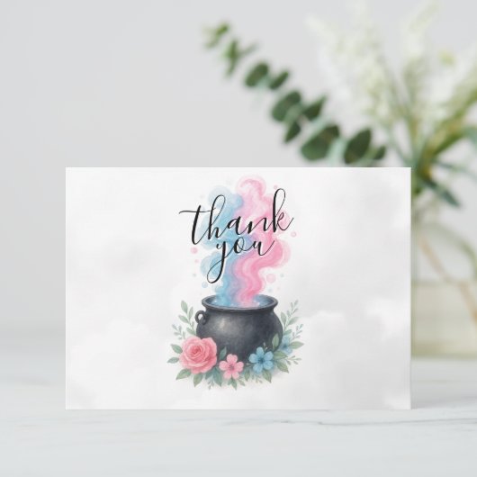 Een Baby brouwt roze en blauwe ketel Bedankkaart (Staand voorkant)