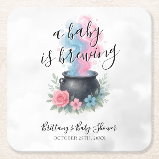 Een Baby brouwt roze en blauwe ketel Kartonnen Onderzetters (Voorkant)