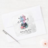Een Baby brouwt roze en blauwe ketel Vierkante Sticker (Envelop)