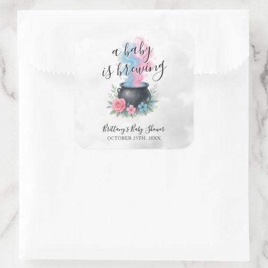 Een Baby brouwt roze en blauwe ketel Vierkante Sticker (Tas)