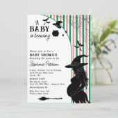 Een Baby brouwt roze groen Halloween Baby shower Kaart (Staand voorkant)