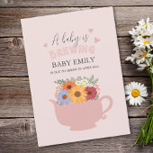 Een Baby brouwt roze theepot Spring Baby Arrival Aankondiging