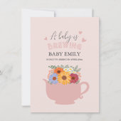 Een Baby brouwt roze theepot Spring Baby Arrival Aankondiging (Voorkant)