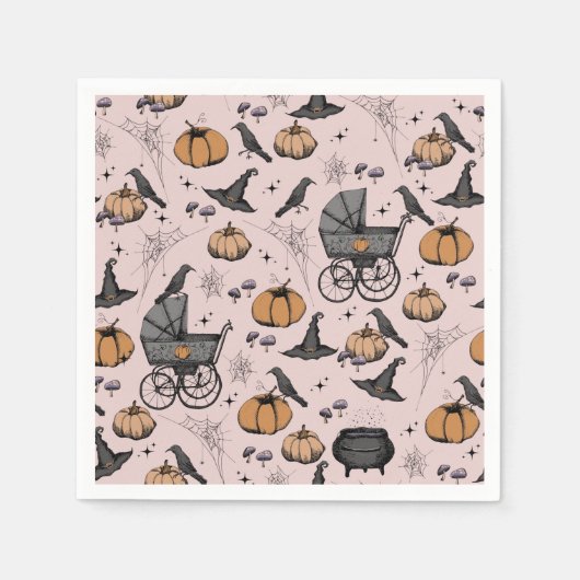 Een Baby brouwt Roze Victoriaans Baby Carriage Servet (Voorkant)