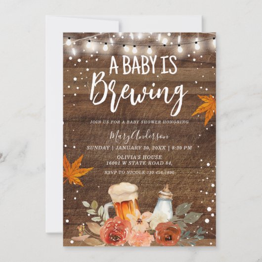 Een Baby brouwt Rustic Wood Beer Baby shower Kaart (Voorkant)