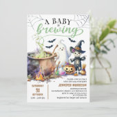 Een Baby brouwt Sage Green Halloween Baby shower Kaart (Staand voorkant)