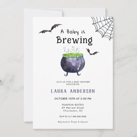 Een Baby brouwt Schattige Halloween Baby shower Kaart (Voorkant)