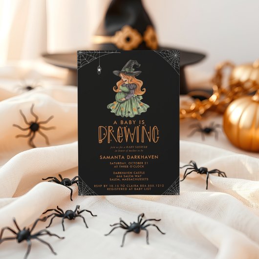 Een Baby brouwt Schattige Halloween Baby shower Kaart