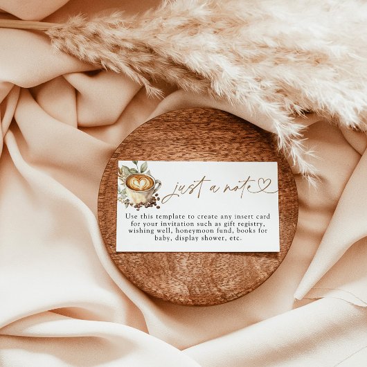 Een Baby brouwt slechts een Note Kaart, Coffee Bab Informatiekaartje