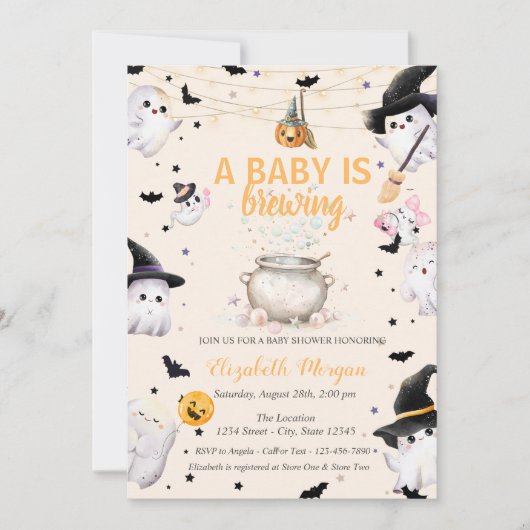 Een Baby brouwt spookgestippeld Baby shower Kaart (Voorkant)