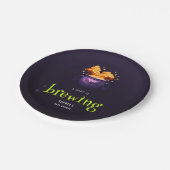 Een Baby brouwt Spooky Cauldron Baby shower Papieren Bordje (Gekanteld)