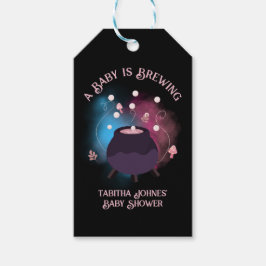 Een Baby brouwt Spooky Gender Reveal Cauldron Cadeaulabel