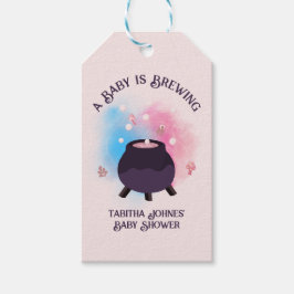 Een Baby brouwt Spooky Gender Reveal Cauldron Cadeaulabel