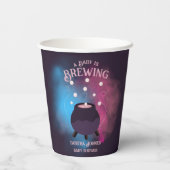 Een Baby brouwt Spooky Gender Reveal Cauldron Papieren Bekers (Achterkant)