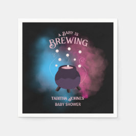 Een Baby brouwt Spooky Gender Reveal Cauldron Servet