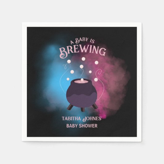 Een Baby brouwt Spooky Gender Reveal Cauldron Servet (Voorkant)